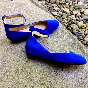 Royal blue low wedge flats size 10